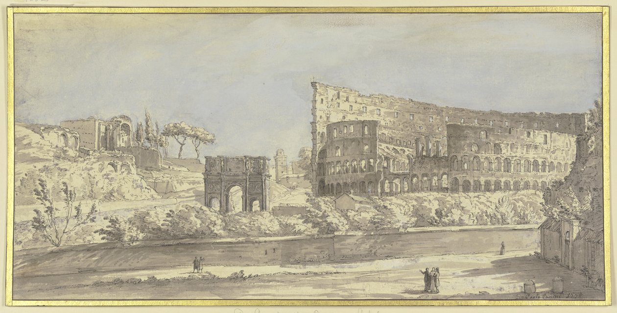 Colosseum og Konstantinbuen i Roma av Giovanni Paolo Pannini
