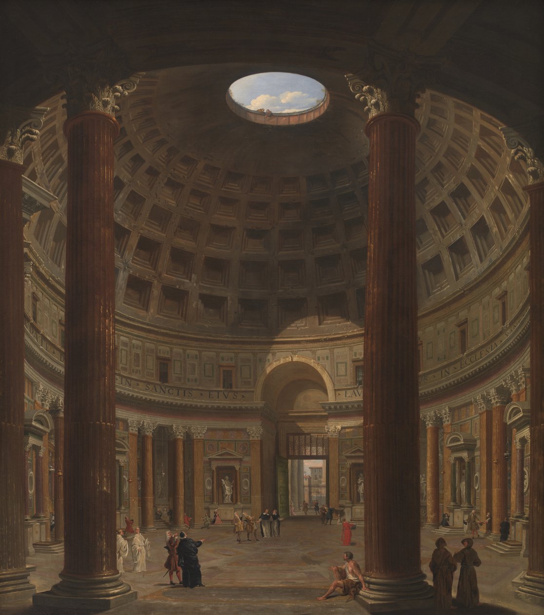 Interiøret i Pantheon, Roma av Giovanni Paolo Pannini