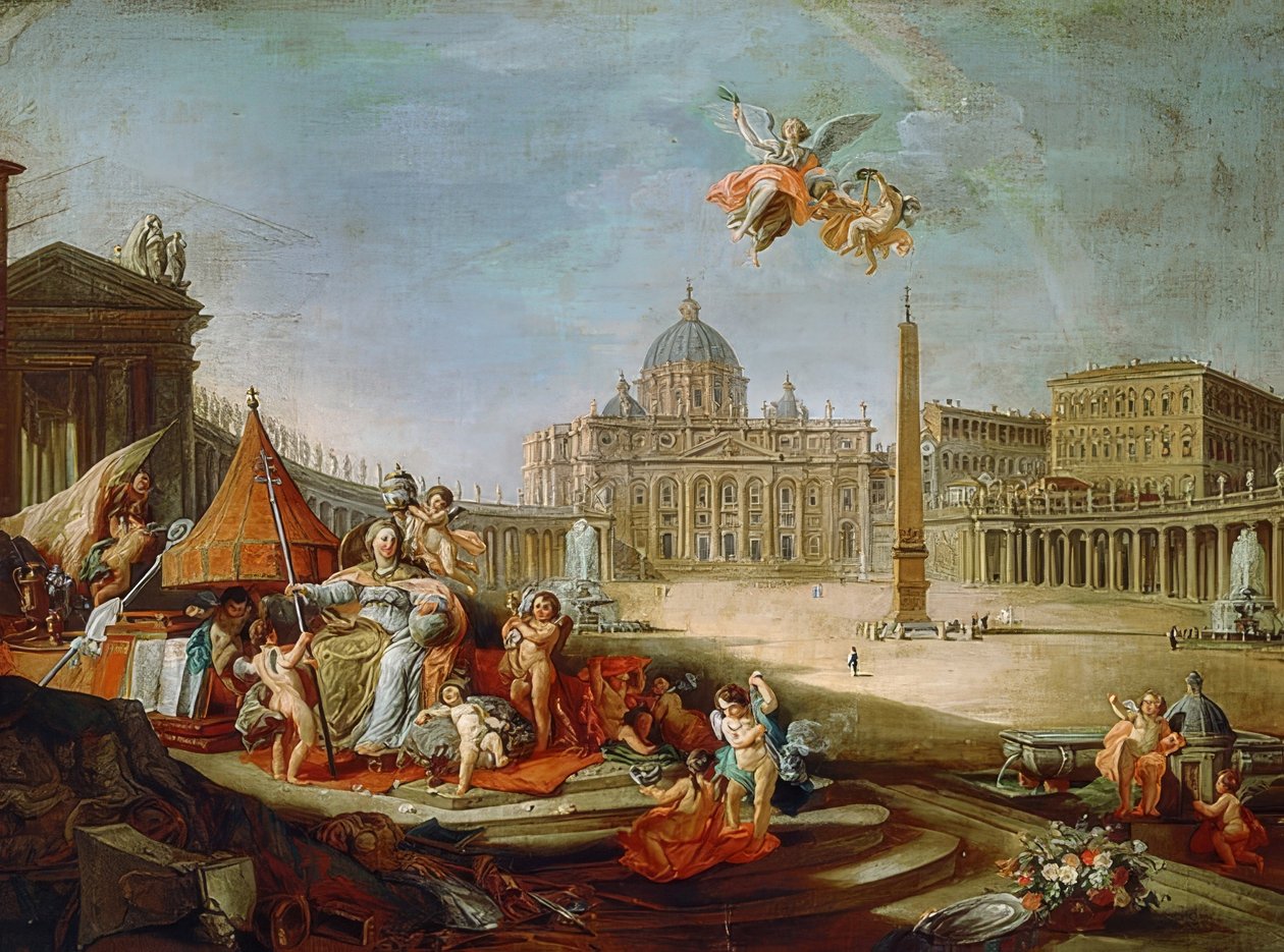 Petersplassen, Rom mit Triumph des Papsttums. 1757 av Giovanni Paolo Pannini