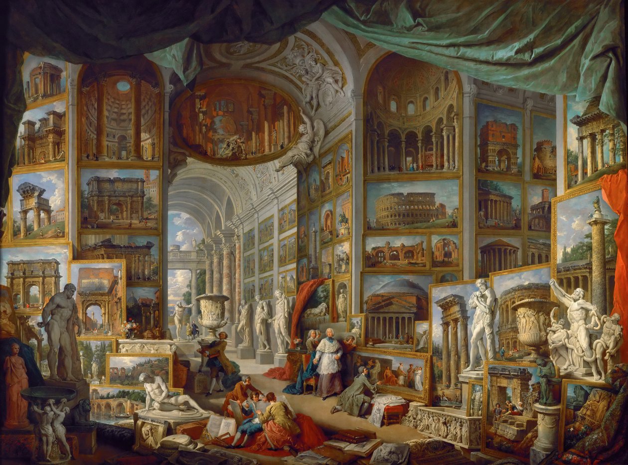 Bildegalleri med utsikt over det gamle Roma Roma Antica av Giovanni Paolo Pannini