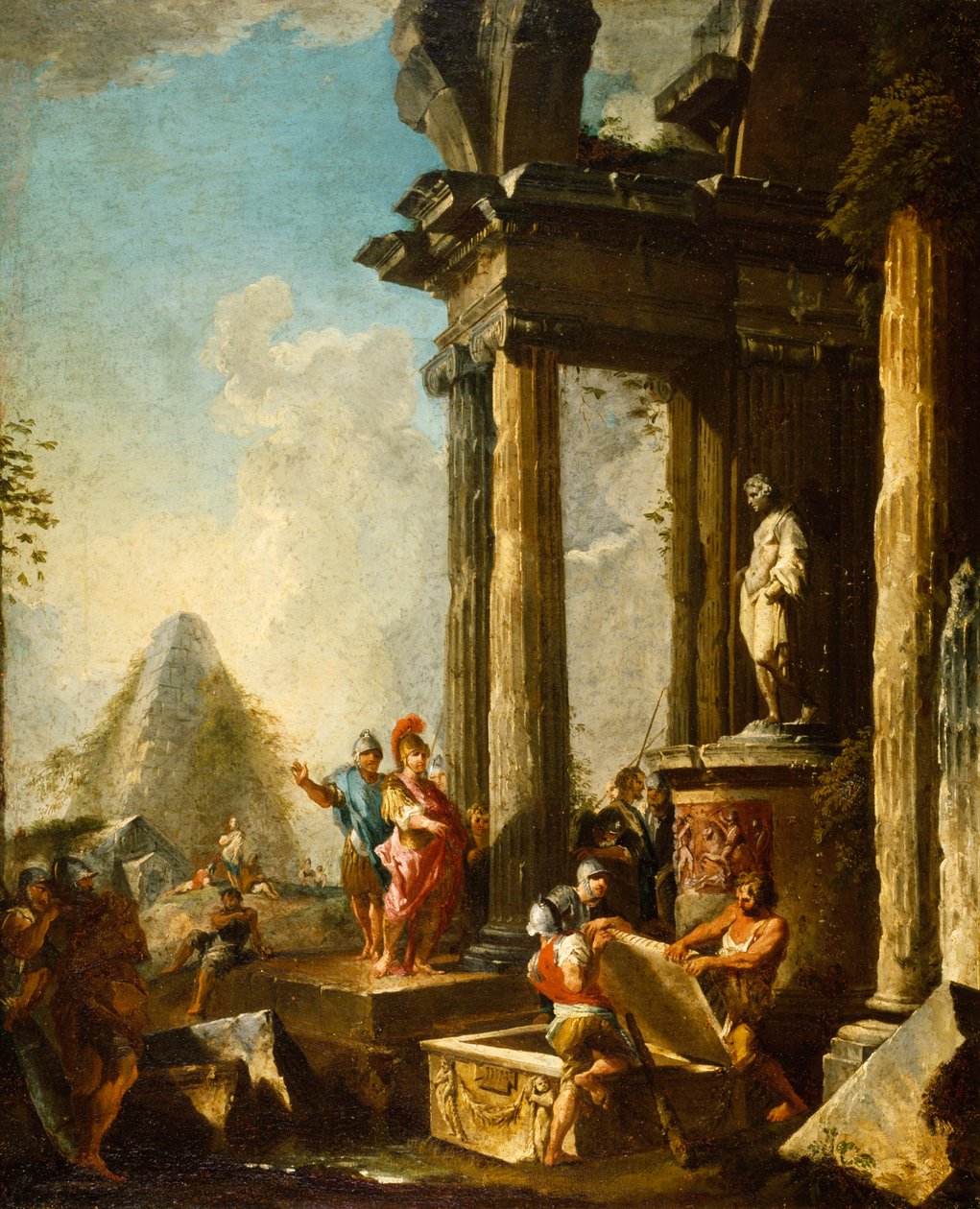 Alexander den store ved Achilles grav, ca. 1718-19 av Giovanni Paolo Pannini