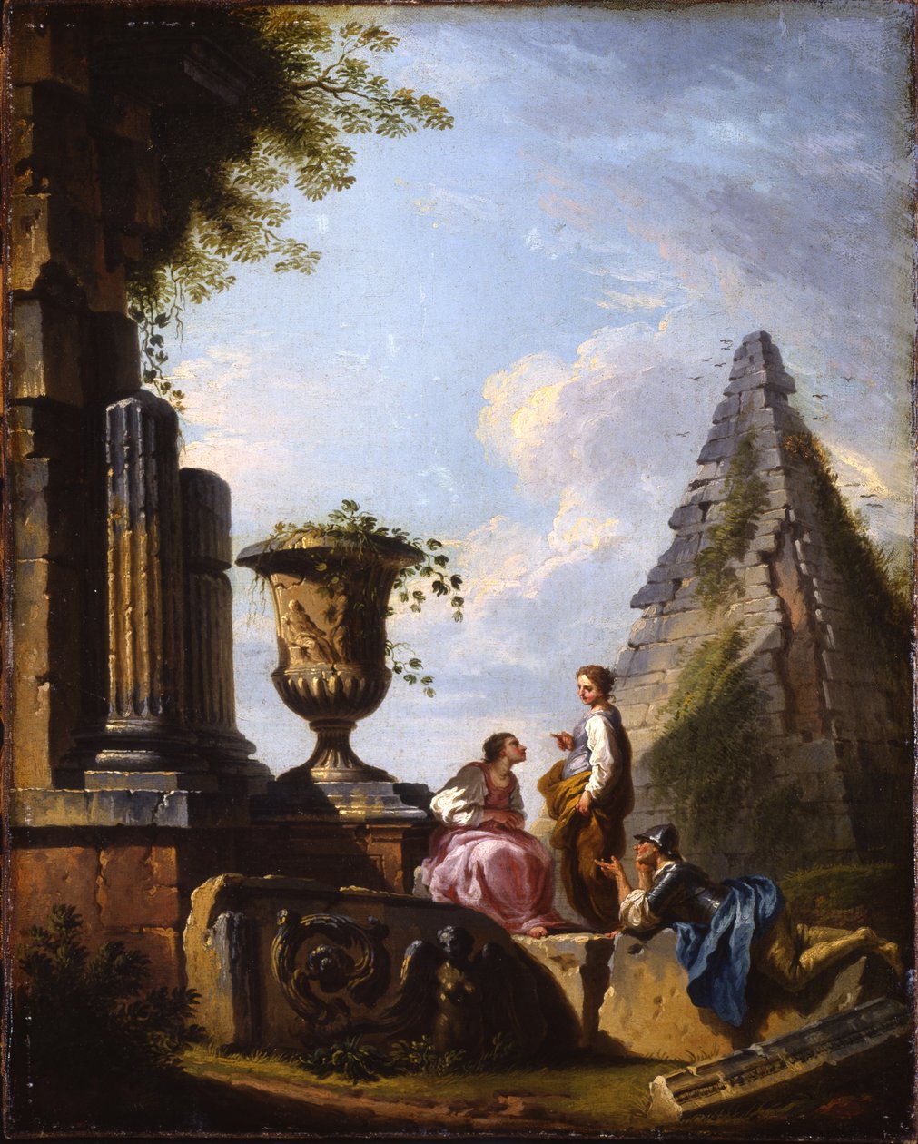 Capricci av klassiske ruiner med filosofer som snakker av Giovanni Paolo Pannini