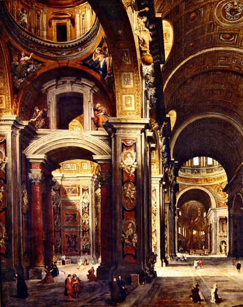 Kardinal Melchior de Polignac på besøk til St. Peter i Roma, 1730 av Giovanni Paolo Pannini