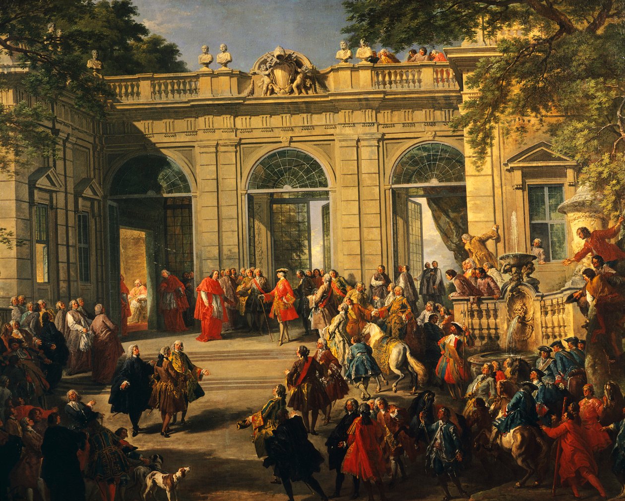 Charles III av Bourbon på besøk hos pave Benedikt XIV i Coffee House of Quirinal av Giovanni Paolo Pannini