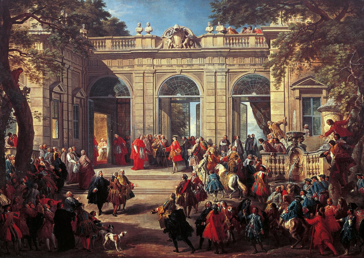 Charles III av Bourbon på besøk hos pave Benedikt XIV i Quirinalens kaffehus av Giovanni Paolo Pannini