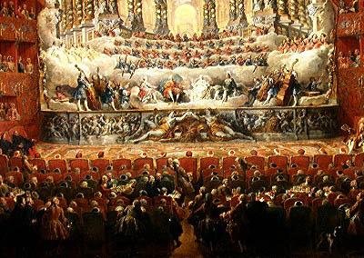 Konsert gitt av kardinal de La Rochefoucauld (1700-99) ved Argentina Theatre i Roma, i feiringen av ekteskapet til Louis the Dauphin (1729-65), sønn av Louis XV, til Marie-Josephe (1731-67) av S av Giovanni Paolo Pannini