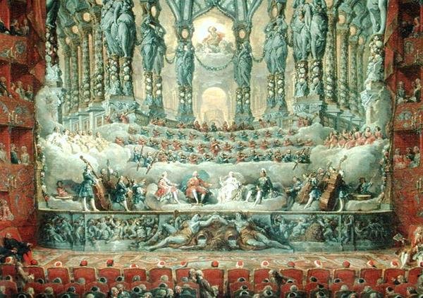 Konsert gitt av kardinal de La Rochefoucauld (1700-99) ved Argentina Theatre i Roma, i feiringen av ekteskapet til Louis the Dauphin (1729-65), sønn av Louis XV, til Marie-Josephe (1731-67) av S av Giovanni Paolo Pannini
