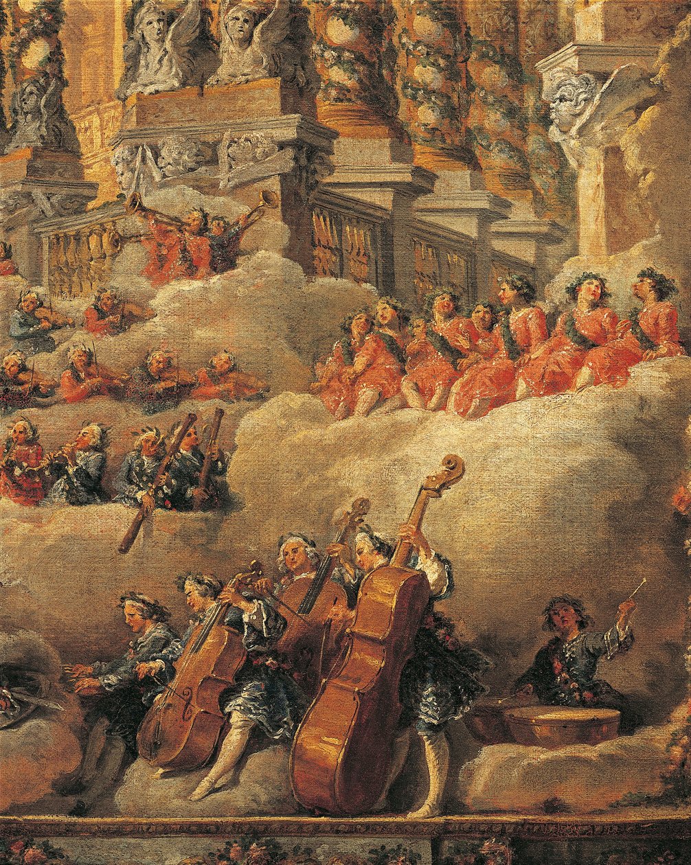 Frankrike, Paris, Konsert i Roma i anledning av fødselen av sønnen til Louis XV, nærbilde av Giovanni Paolo Pannini