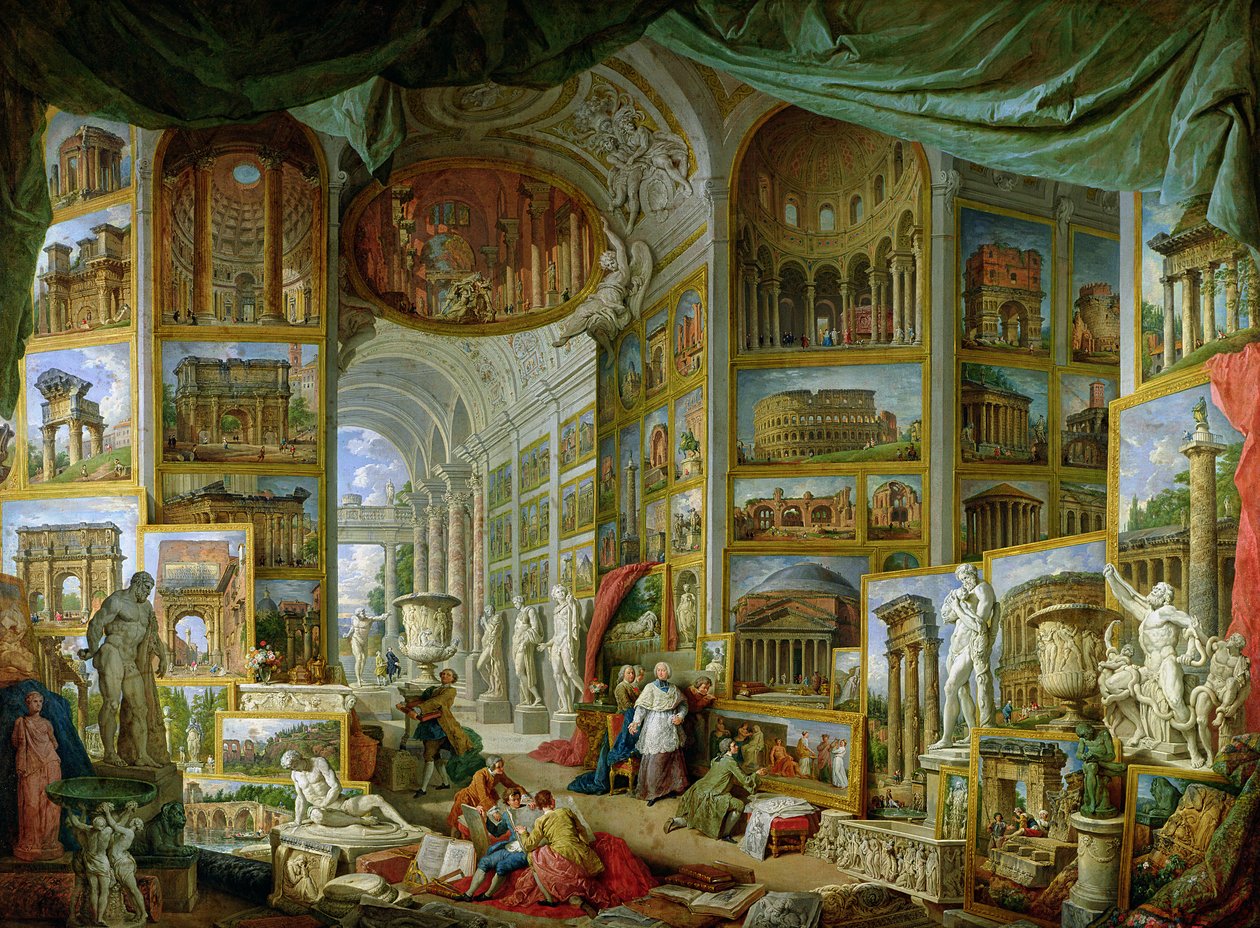 Galleri med utsikt over det gamle Roma av Giovanni Paolo Pannini