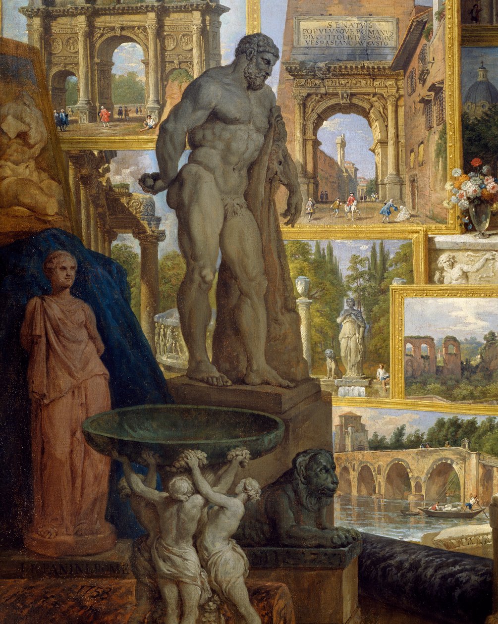 Galleri med severdigheter i det gamle Roma, på oppdrag fra skytshelgen Abbot de Canillac av Giovanni Paolo Pannini