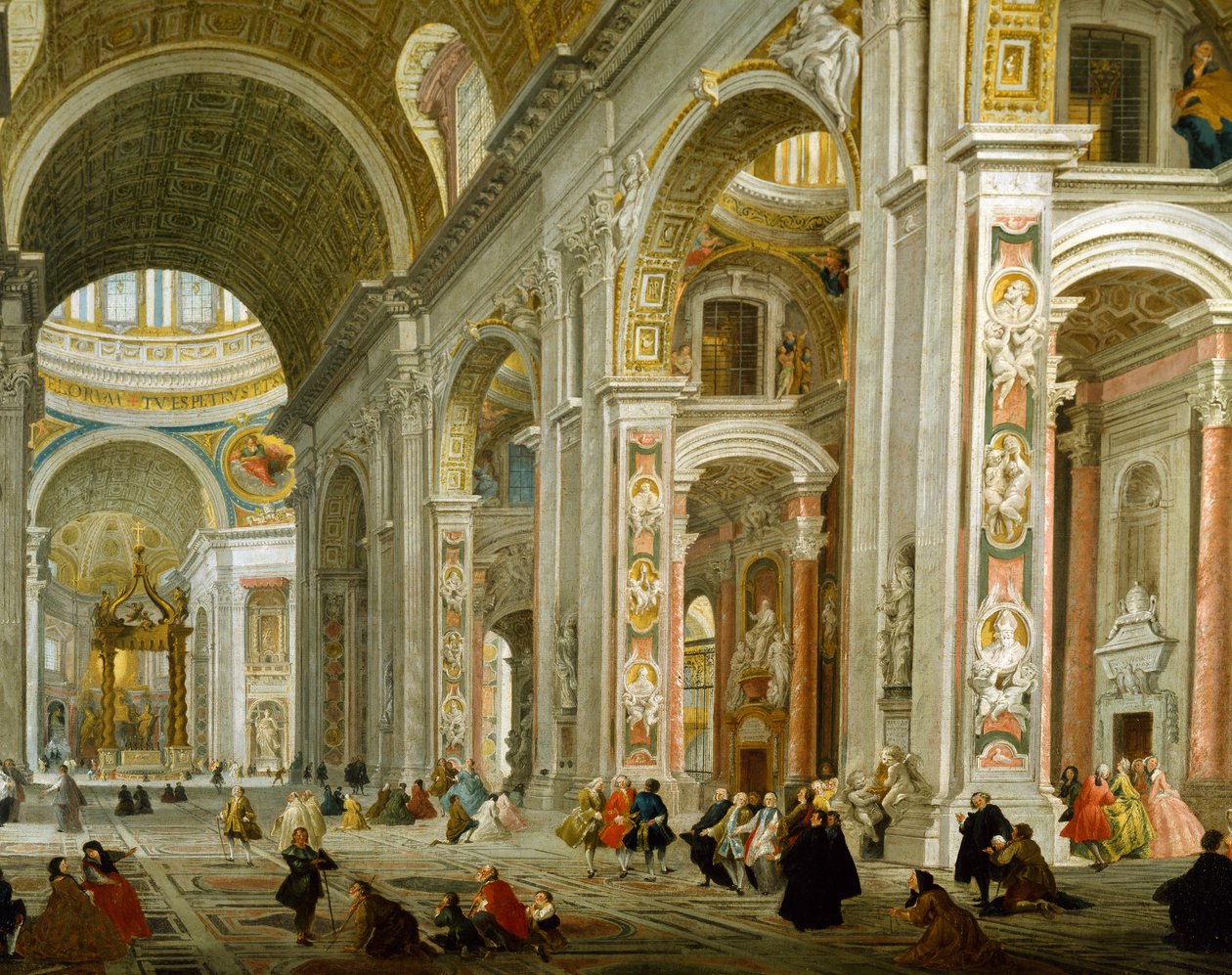 Interiør i Peterskirken av Giovanni Paolo Pannini