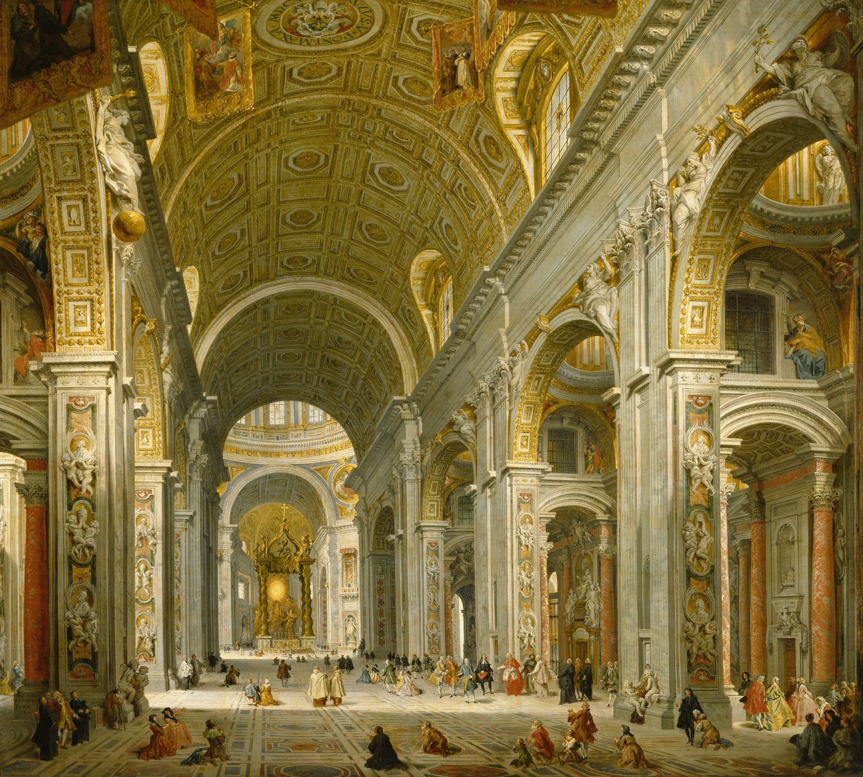 Interiør av St. Peters, Roma, 1750 av Giovanni Paolo Pannini