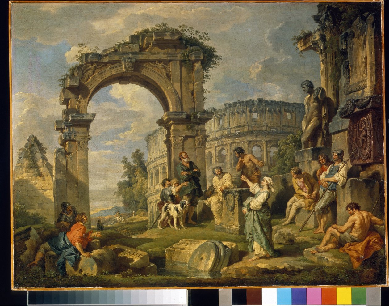 La sibylle de Cumes (Italie) prophetise la naissance du Christ. (The Cumean Sibyl prophesied the birth of Christ). Peinture de Giovanni paolo panini (ou Pannini) (1691-1765), huile sur toile   1323527   no       norwegian Successfully Translated  Original: av Giovanni Paolo Pannini