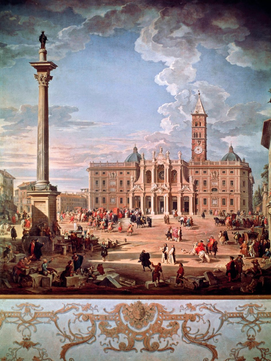 Piazza og kirken Santa Maria Maggiore av Giovanni Paolo Pannini