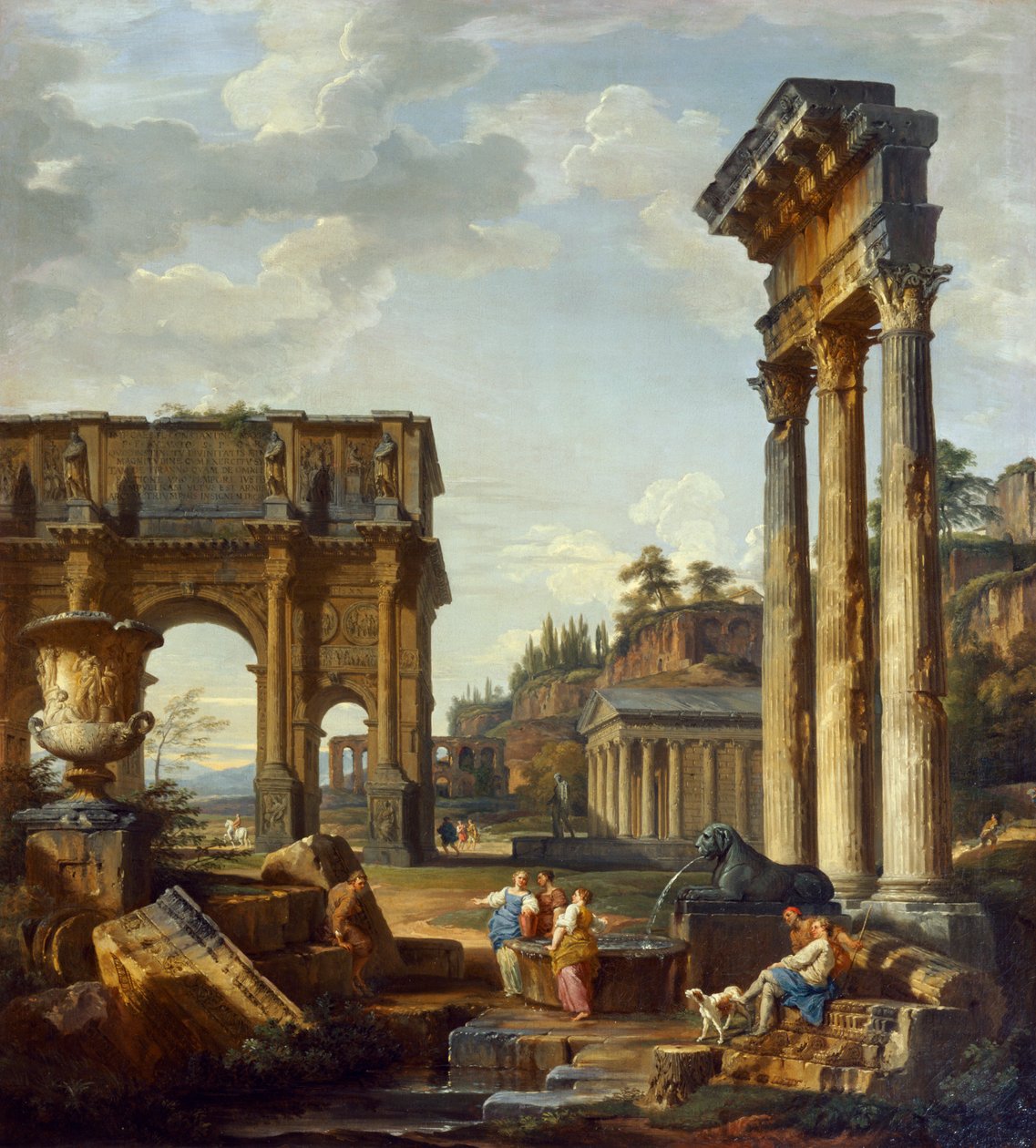 Romersk landskap med Konstantinbuen av Giovanni Paolo Pannini