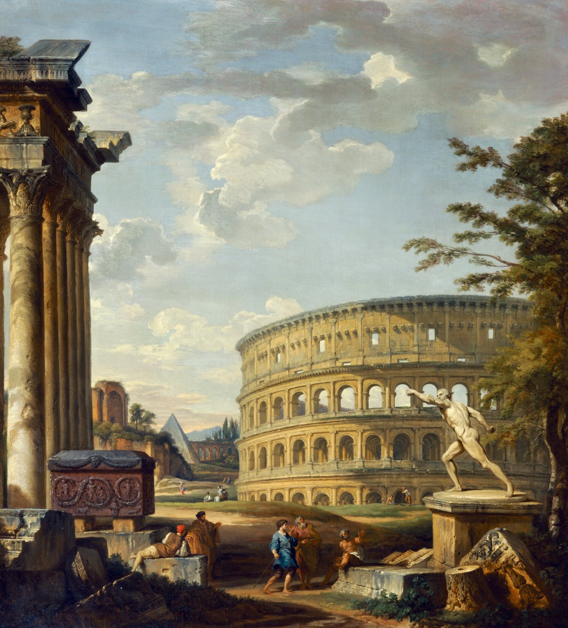 Romersk landskap med Colosseum av Giovanni Paolo Pannini