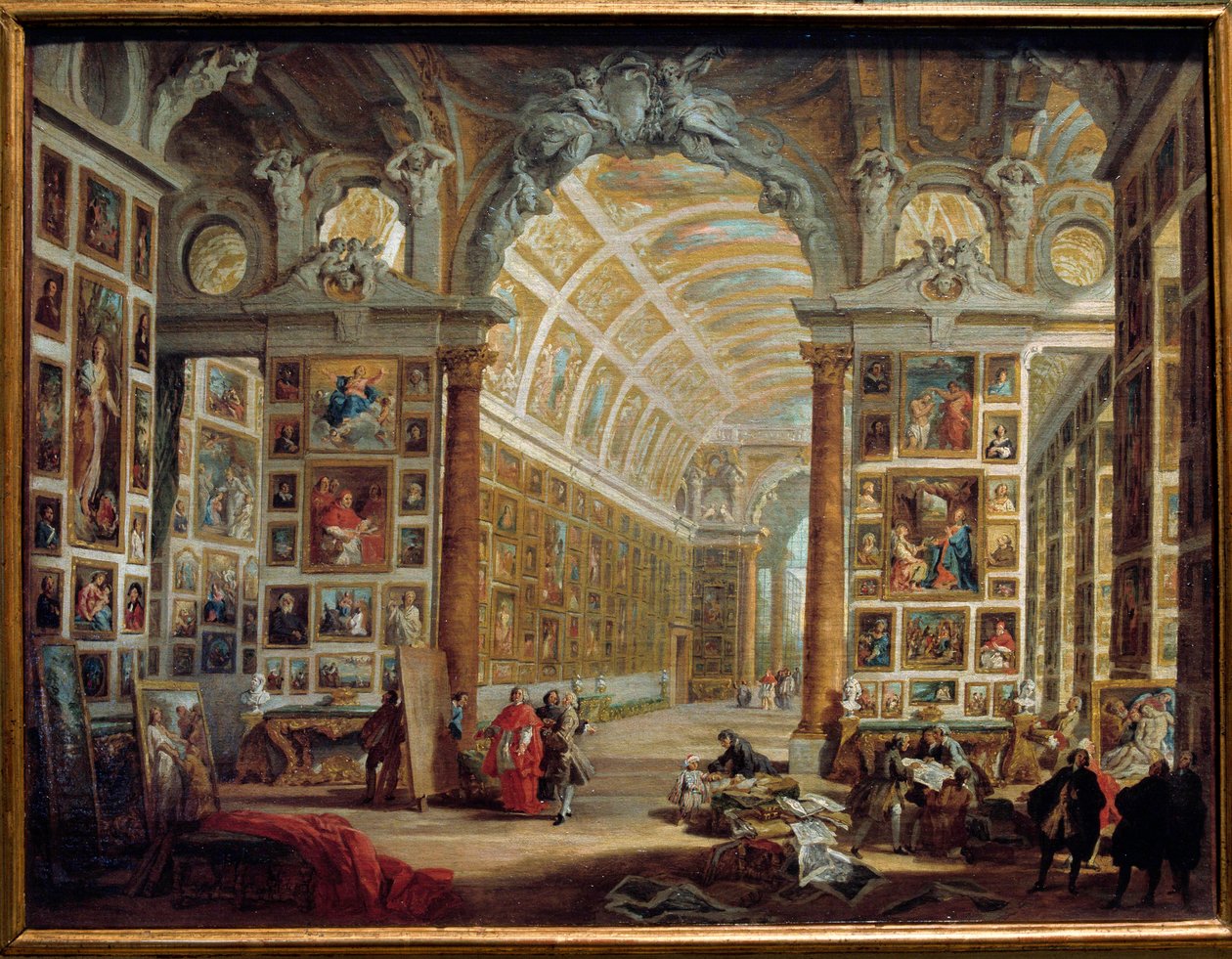 Galleriet til Silvio Valenti Gonzaga (eller Gonzague) (1690-1756), kardinal av Clement XII Maleri av Giovanni Paolo Pannini (Panini) (1691-1765) 1700-tallet Søn. 0,48x0,64 m Marseille, kunstmuseum av Giovanni Paolo Pannini