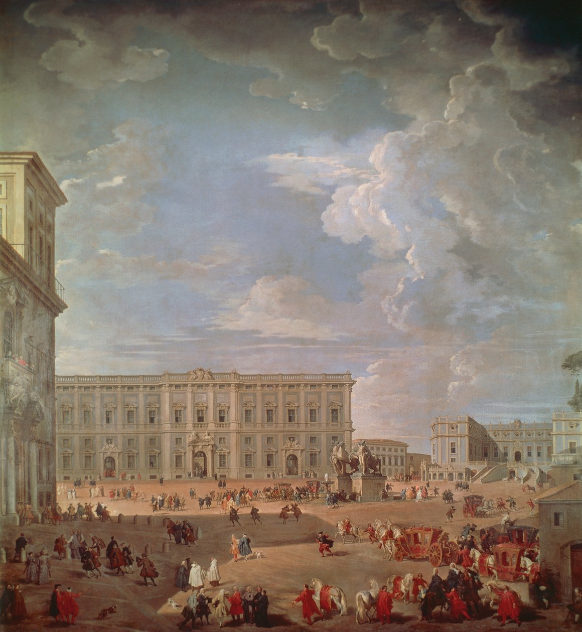 Utsikt over Quirinale og Piazza di Monte Cavallo, av Giovanni Paolo Pannini (1691-1765), olje på lerret, 270x254 cm av Giovanni Paolo Pannini