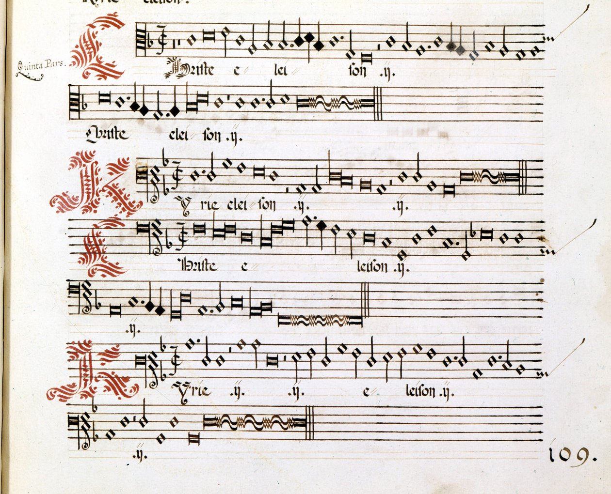 Kyrie-manuskript av "Messes of Mantua" av Giovanni Pierluigi da Palestrina (1525 - 1594), italiensk komponist. av Giovanni Pierluigi da (after) Palestrina