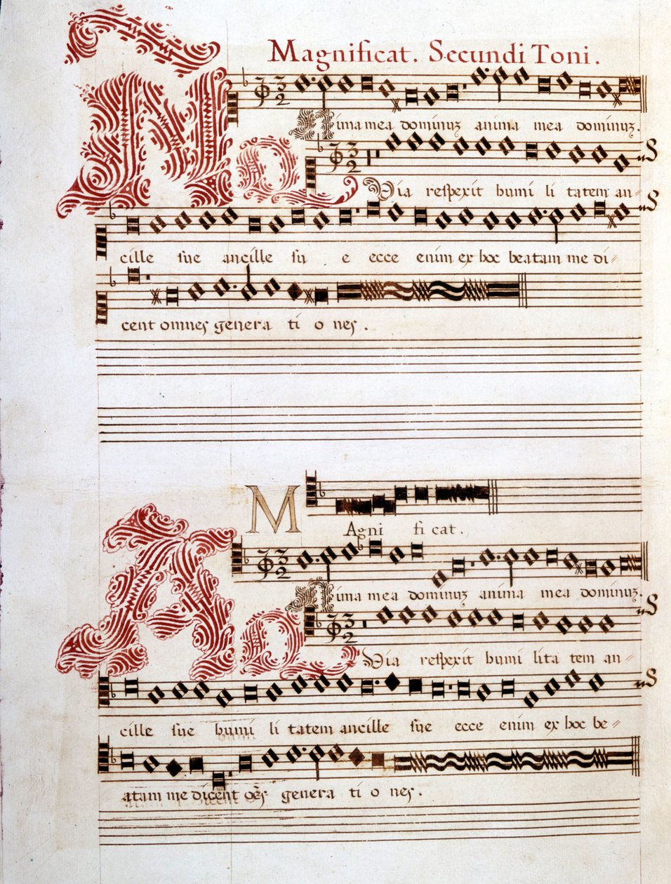Magnificat, manuskript av "Messes of Mantua" av Giovanni Pierluigi da Palestrina (1525 - 1594), italiensk komponist. av Giovanni Pierluigi da (after) Palestrina