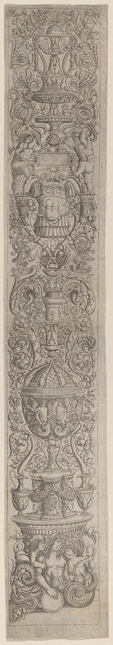 Ornamentpanel: Nereid Ridd by Two Children av Giovanni Pietro Birago and Zoan Andrea