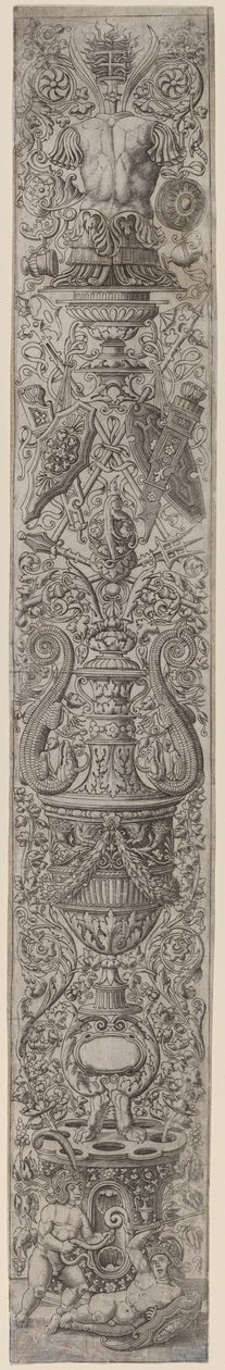 Ornamentpanel: To barn med hjelmer av Giovanni Pietro Birago and Zoan Andrea