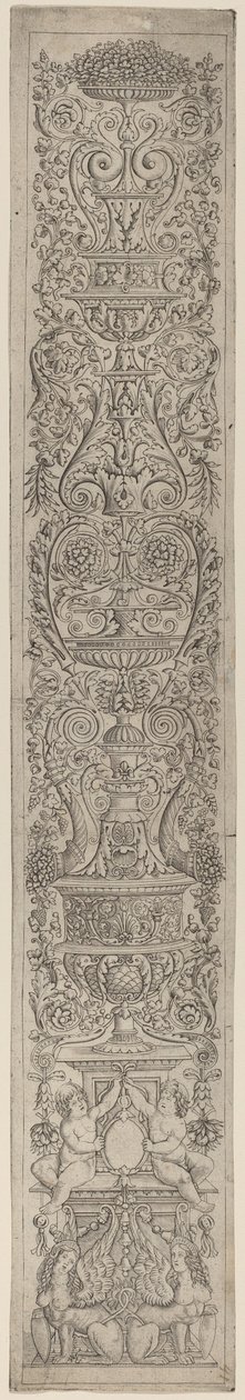 Ornamentpanel: To sfinkser som støtter skjold av Giovanni Pietro Birago and Zoan Andrea