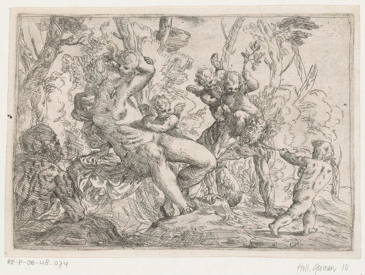 En satyr fanget av putti og Venus av Giovanni Pietro Possenti
