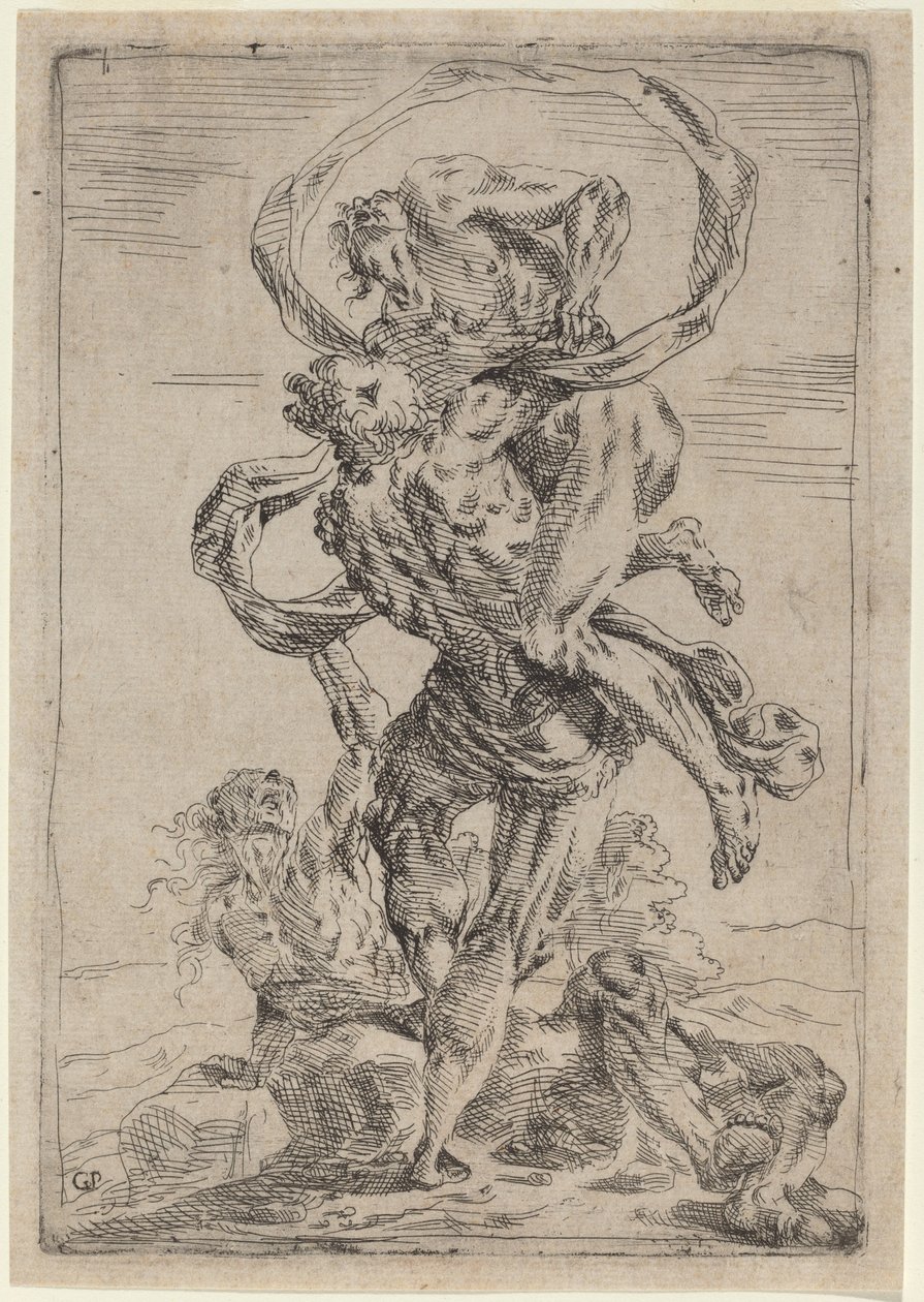 Hercules og Antaeus av Giovanni Pietro Possenti