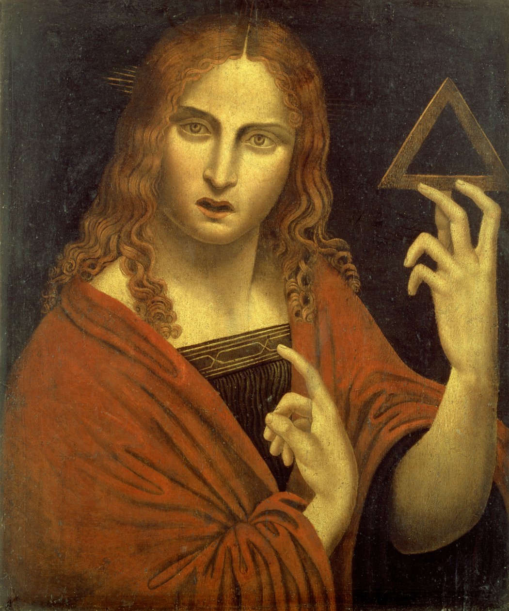 Kristus forløseren holder symbolet på treenigheten (panel) av Giovanni Pietro Rizzoli (school of) Giampietrino