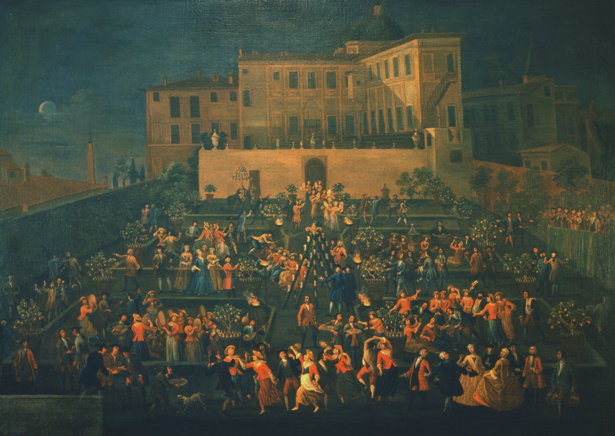 Fest for Mozzatore i hagen til Palazzo Rospigliosi i 1740, ca. 1740 av Giovanni Reder