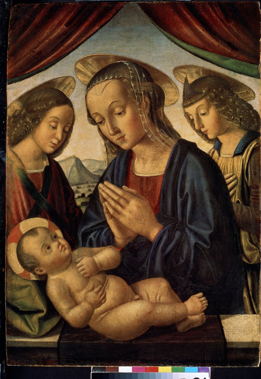 Jomfru og barn med engler (tempera på panel) av Giovanni Santi