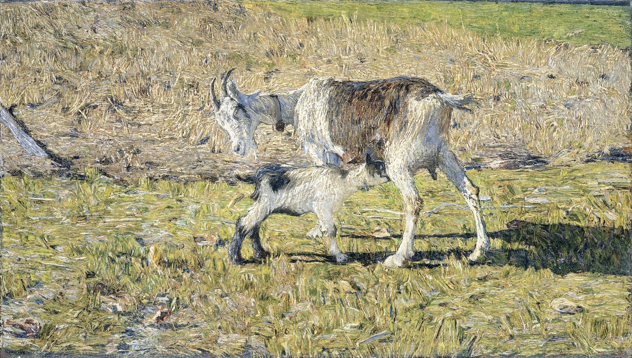 En geit med ungen sin av Giovanni Segantini