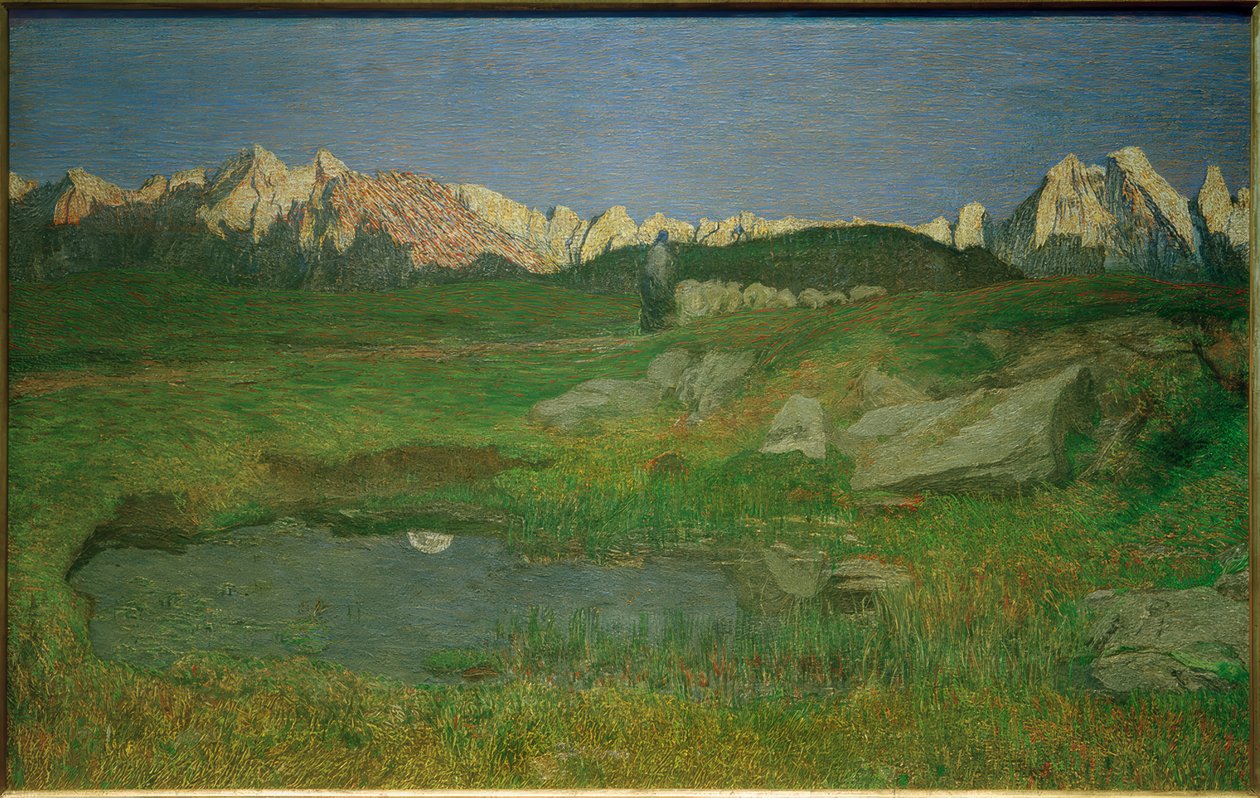 Alpinlandskap ved solnedgang av Giovanni Segantini