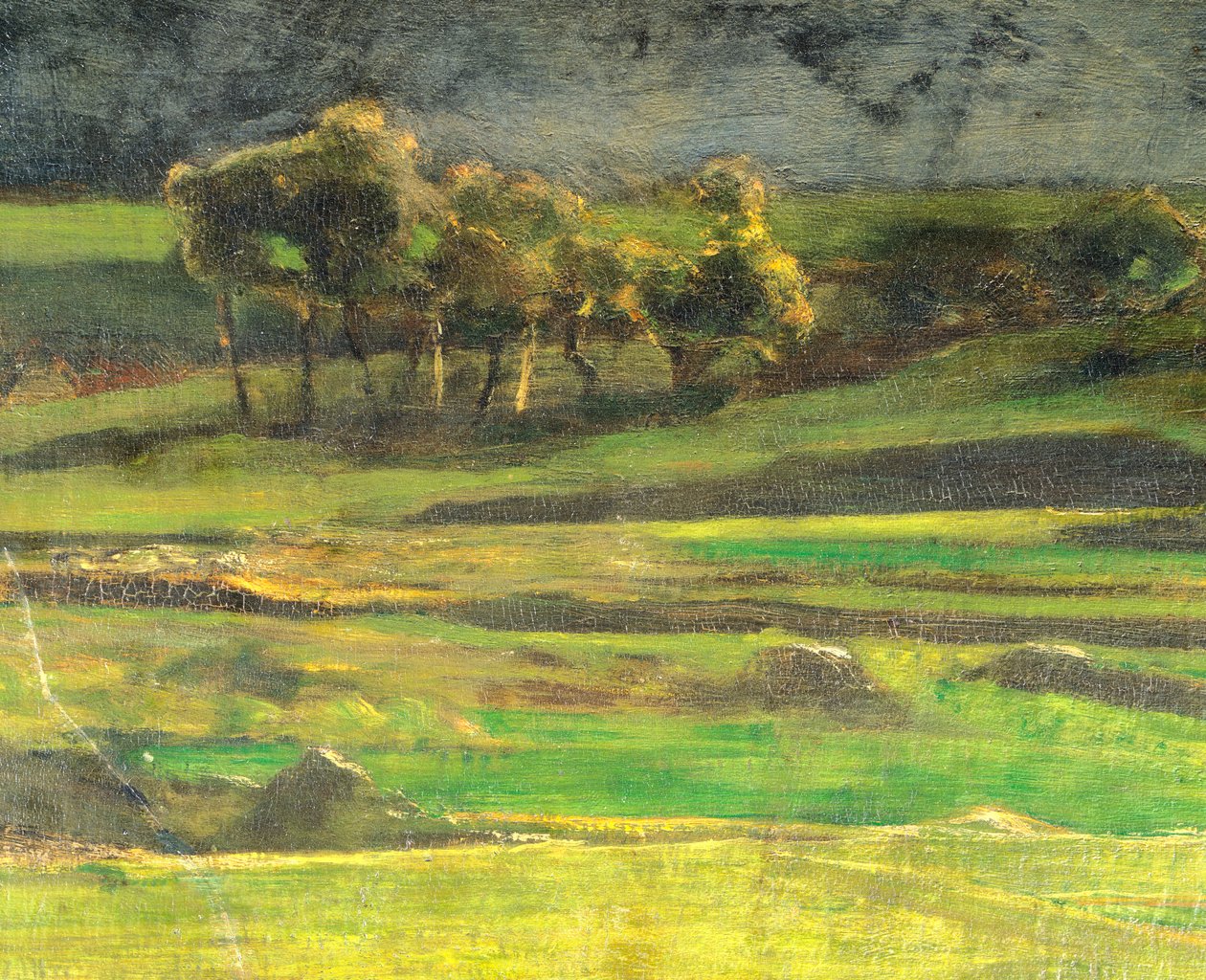 Ved stang av Giovanni Segantini (1858-1899), olje på lerret av Giovanni Segantini