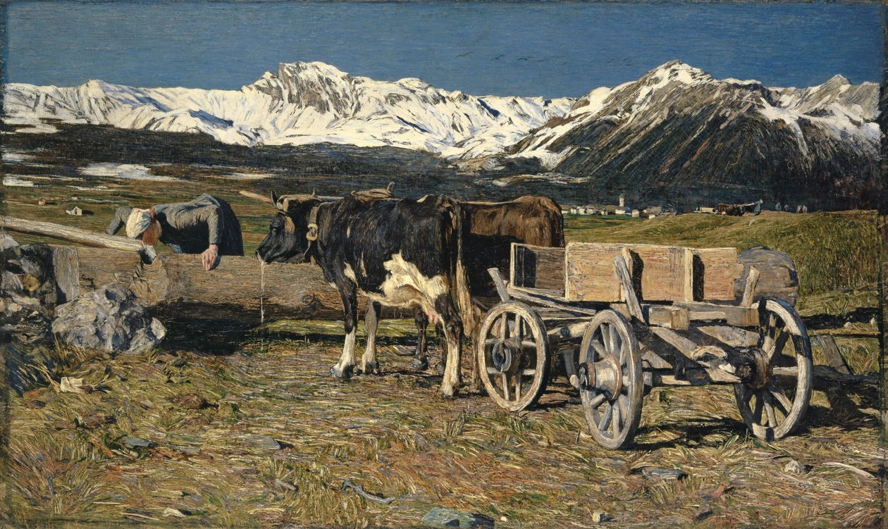 På vanningsplassen (Kyr i åket), 1888 av Giovanni Segantini