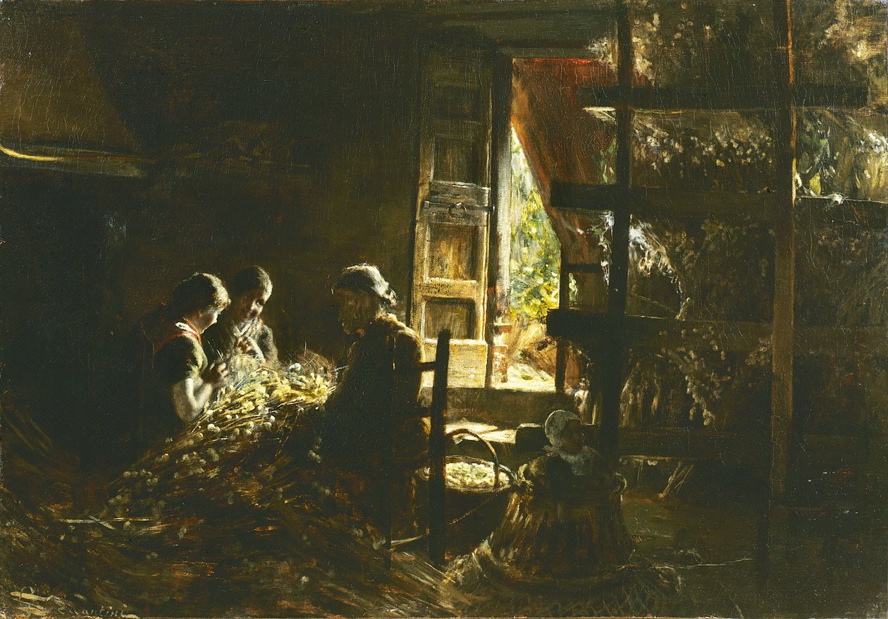 Innsamling av kokonger, 1882-1883. av Giovanni Segantini