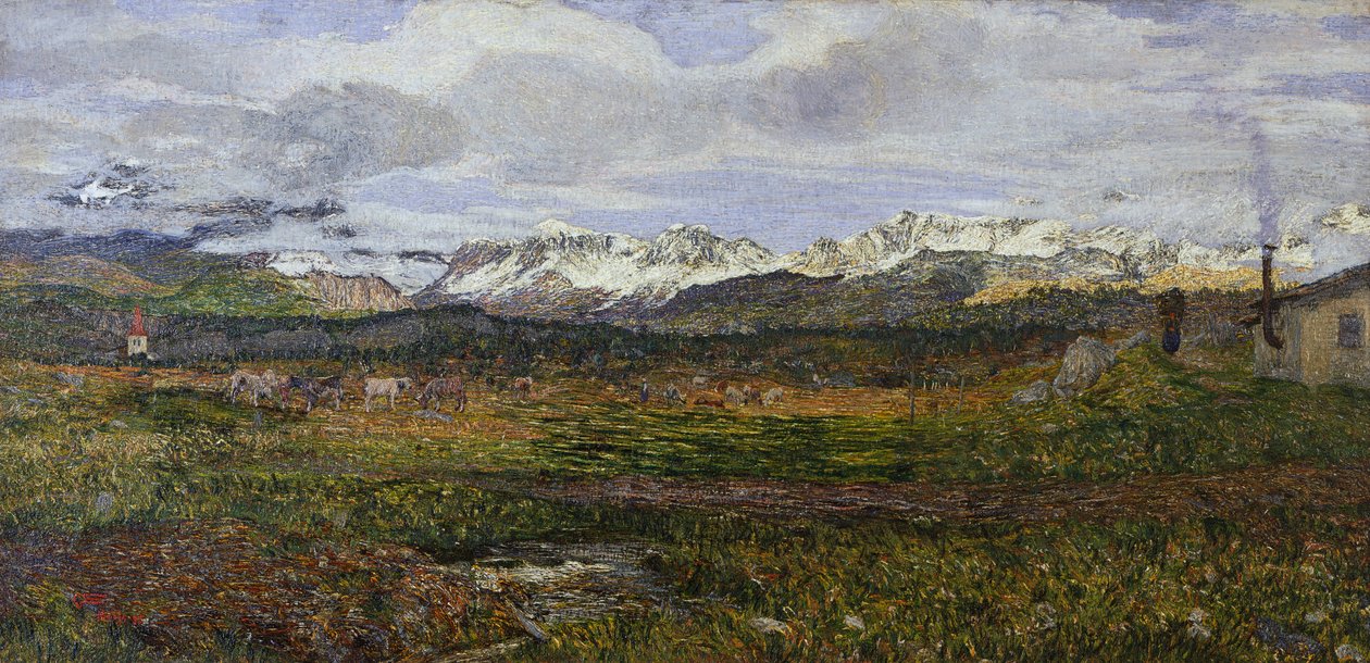 Landskap på Maloja eller gå tilbake til hjembyen av Giovanni Segantini