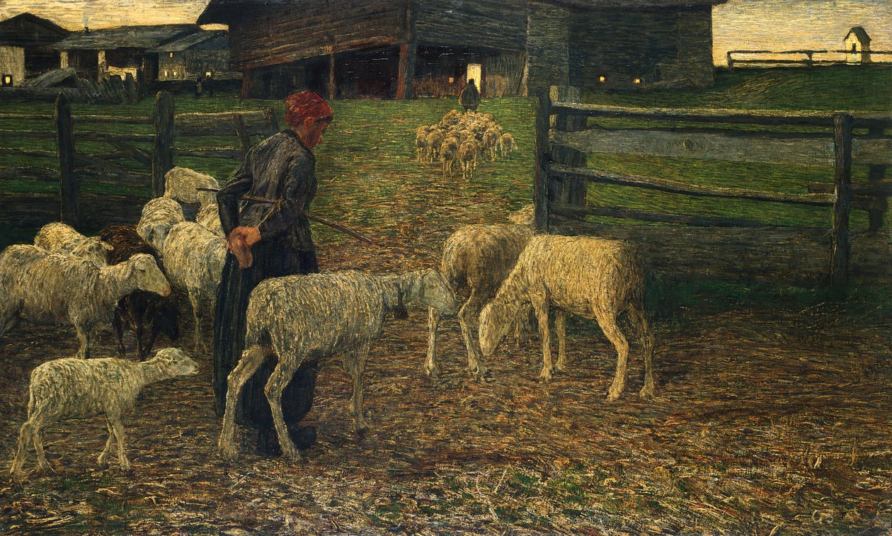 Return to fold, av Giovanni Segantini (1858-1899) av Giovanni Segantini