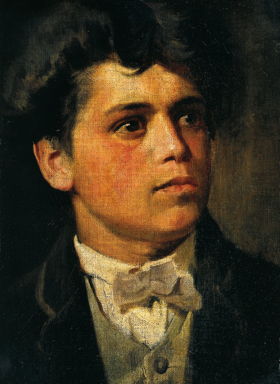 Selvportrett ved 20 år, av Giovanni Segantini (1858-1899), olje på lerret, 35x26 cm av Giovanni Segantini