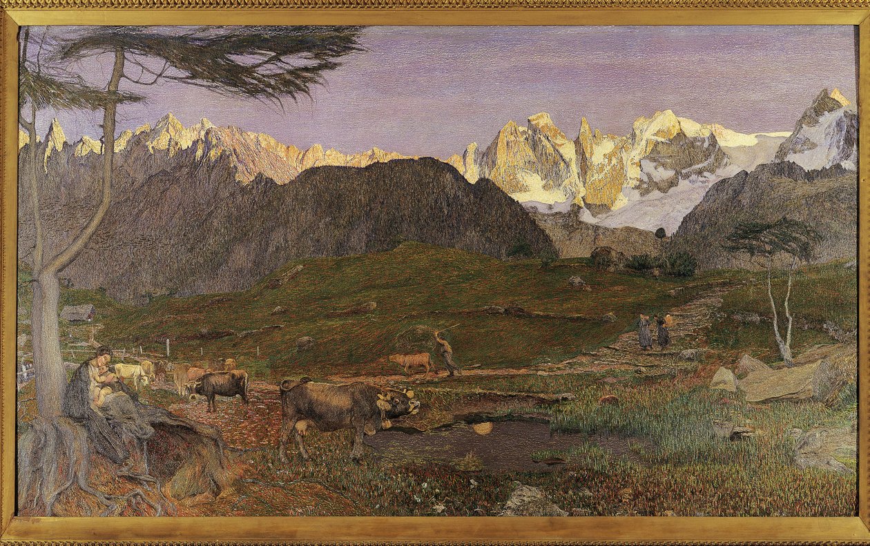 Sveits, Saint Moritz, Alpine Triptych Life av Giovanni Segantini