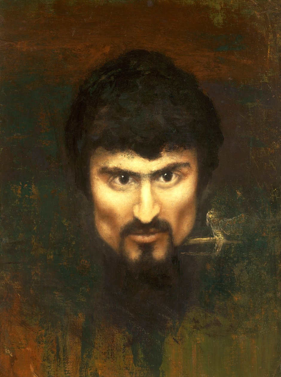 Sveits, Saint Moritz, selvportrett i 1882 av Giovanni Segantini