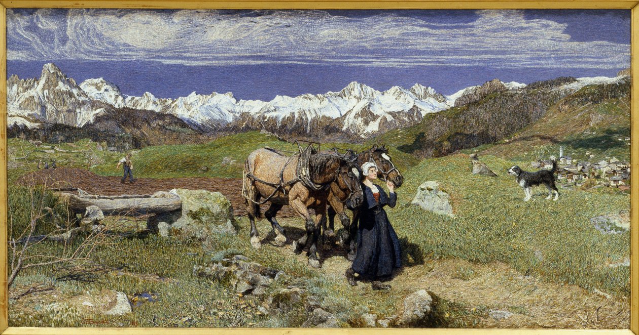 Alpene om våren (1879, Olje på lerret) av Giovanni Segantini