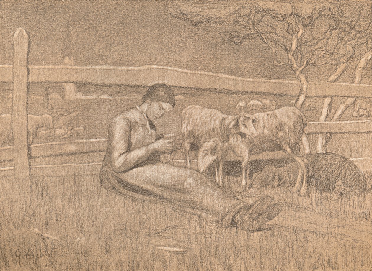 Gjeterinnen, c1888 av Giovanni Segantini