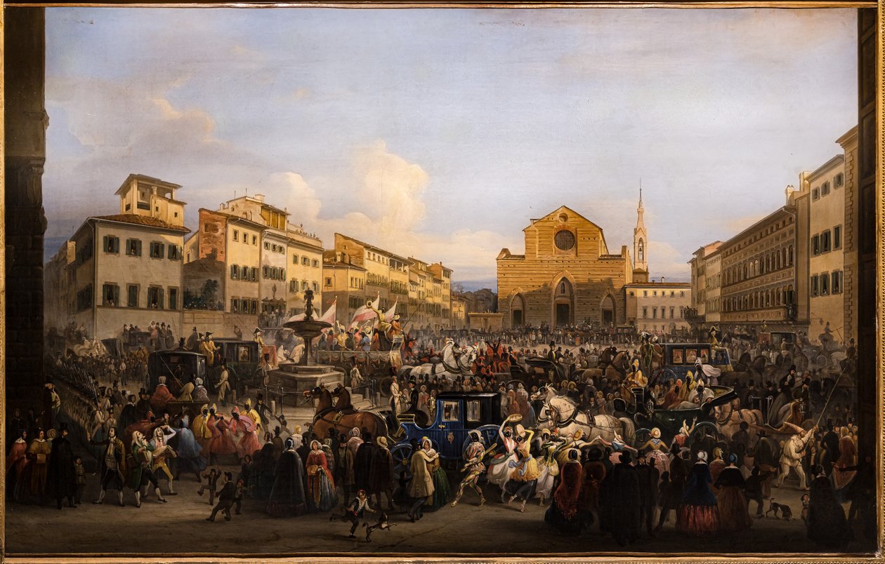 Berlingaccio på St. Croce-plassen i Firenze av Giovanni Signorini
