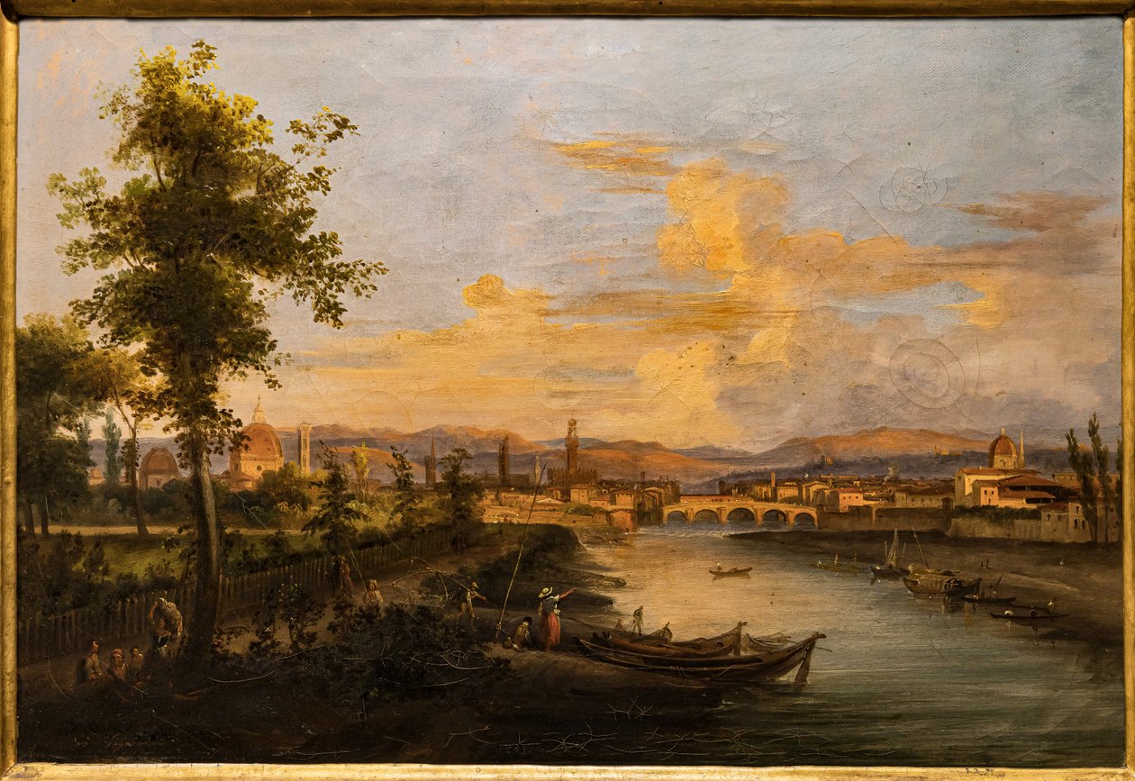Utsikt over Arno, ca. 1850 (olje på lerret) av Giovanni Signorini