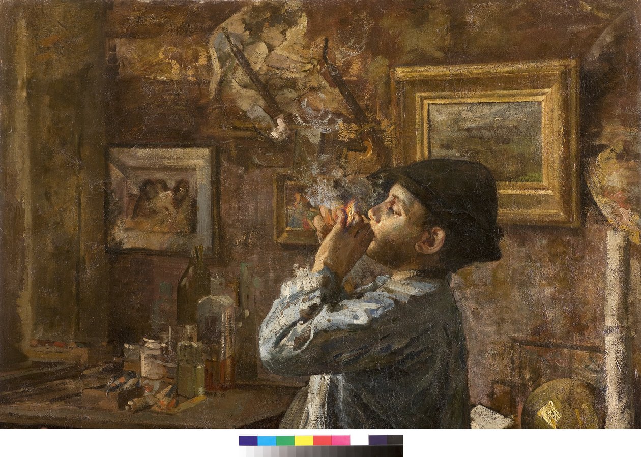 Jeg er også en maler eller Dilettante eller Malerens atelier, 1885 av Giovanni Sottocornola