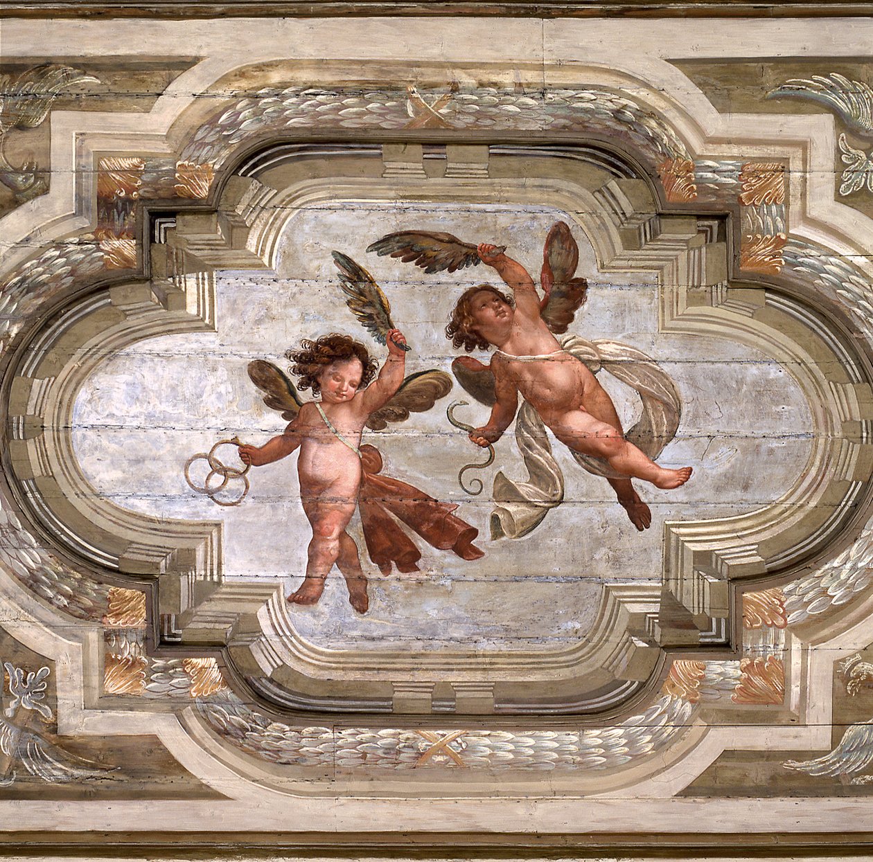 Cupids, hvelv i Hall of the Theological Virtues (fresco) av Giovanni Stefano Danedi
