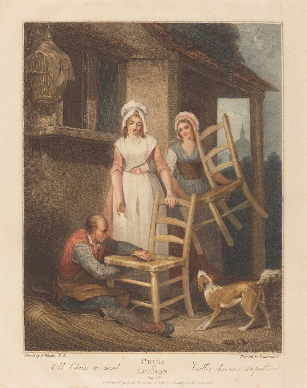 Gamle stoler å reparere av Giovanni Vendramini after Francis Wheatley