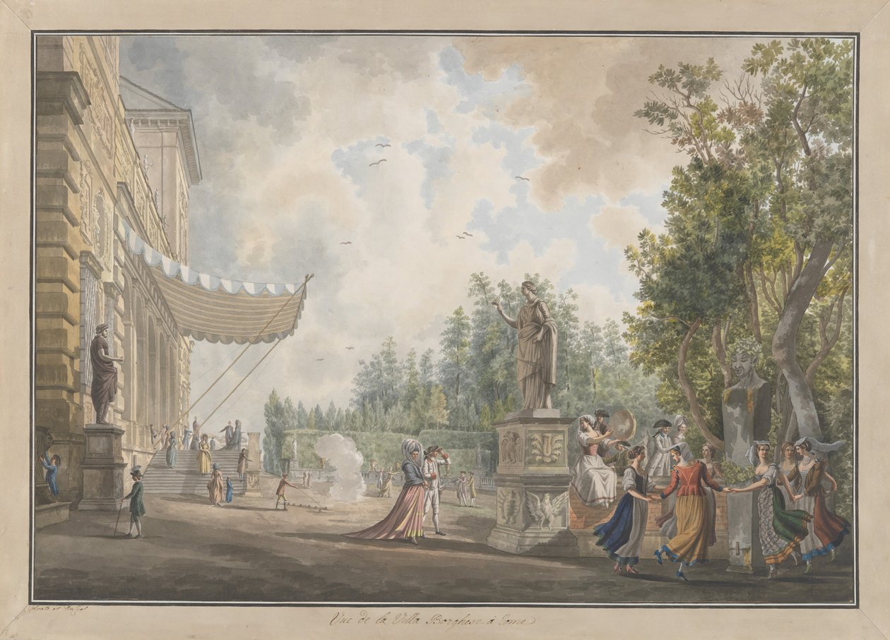 Villa Borghese, ca. 1780. Skapere: Giovanni Volpato, Louis Ducros. av Giovanni Volpato, Louis Ducros